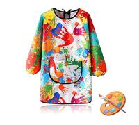 Tablier Peinture Enfant,Tabliers Garçon avec Poches Blouse Manches Longues Enfants 5 Ans Cuisine Blouses Imperméables Bebe,Impermeable Jardinage Grand Bavoir Imperméable Repas Bavette,pour Enfants