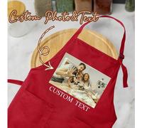 Tablier personnalisable avec texte et photo, tablier imperméable, tablier de cuisine amusant, texte personnalisable, tablier de chef, cadeau idéal pour un anniversaire, cadeau unique pour les femmes,