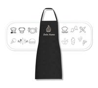 Tablier personnalisé avec motif et texte souhaité brodé - Tablier de cuisine personnalisé individuellement en coton de haute qualité comme cadeau spécial, Noir , taille unique