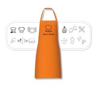 Tablier personnalisé avec motif et texte souhaité brodé - Tablier de cuisine personnalisé individuellement en coton de haute qualité comme cadeau spécial, Orange, Einheitsgröße