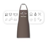 Tablier personnalisé avec motif et texte souhaité brodé - Tablier de cuisine personnalisé individuellement en coton de haute qualité comme cadeau spécial, taupe, taille unique