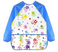 Tablier pour enfants, de 3 à 8 ans, tablier imperméable pour enfants, tablier de peinture pour enfants, tablier pour enfants avec poche pour peindre, cuisiner, manger, arts et artisanat (bleu)