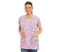 Tablier pour femme avec boutons floraux et poches avant - Élégant tablier décontracté pour femme - À utiliser dans la maison, la cuisine, les restaurants, les cafés - Fabriqué au Royaume-Uni, rose, M