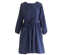 Tablier pour Femmes, Tablier De Cuisine À Manches Longues Imperméable en Coton, Vêtements De Travail De Tablier De Combinaison Simple pour La Maison, Grande Taille,Marine,41" Wx39 L