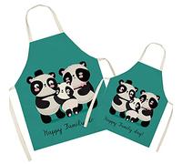 Tablier pour parents et enfants en coton et lin - Tablier pour maman et enfants Panda mignon, cuisine, cuisine, art, peinture, tabliers de jardinage, famille