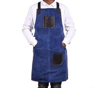 Tablier réglable en velours double face avec poches contrastées en cuir synthétique, conçu pour maintenir les outils en toute sécurité pour la soudure, la menuiserie, les activités de cuisine, 1 pièce