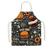 Tablier Sans Manches Motif Burger Frites Pizza Pour Hommes Et Enfants,Bavette Gourmette Mignonne Pour Femmes,Tablier De Cuisine - Type 68x55cm #E