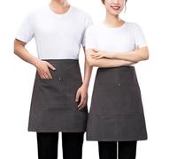 Tablier Serveur Court Demi De Cuisine Tablier De Travail avec Poche pour Cuisiner Bistro Restaurant Maison CaféGrey,One Size