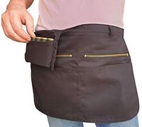 Tablier Serveur, Serveuse, barman, barmaid, restauration, forain, commerçant, maraîcher, plagiste, 5 poches, coloris noir, facile d’entretien, finition soignée (2 ZIPS AVEC MONNAYEUR 5P)
