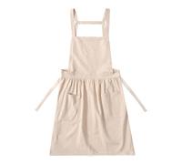 Tablier surdimensionné en coton et lin avec poches avant pour homme et femme, tabliers réglables dans le dos pour la pâtisserie, le fleuriste, le studio d'art ou le salon de manucure - Style smock