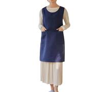 Tablier surdimensionné en coton et lin avec poches avant pour homme et femme, tabliers réglables dans le dos pour la pâtisserie, le fleuriste, le studio d'art ou le salon de manucure - Style smock
