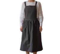 Tablier surdimensionné en coton et lin avec poches avant pour homme et femme, tabliers réglables dans le dos pour la pâtisserie, le fleuriste, le studio d'art ou le salon de manucure - Style smock