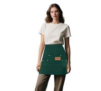 Tablier Taille Courte, Tablier Demi-taille avec 3 Poches, Tabliers de Chef de Cuisine Imperméable, Tablier de Serveur Café Restaurant Bar, Tablier Court Professionnel pour Hommes Femmes (Vert Foncé)