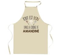 Tablier Tout est bon dans la cuisine de AMANDINE | Cadeau original Prénom pour Cuisinière | Vêtement Blouse protection pour Cuisine