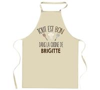 Tablier Tout est bon dans la cuisine de BRIGITTE | Cadeau original Prénom pour Cuisinière | Vêtement Blouse protection pour Cuisine
