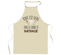 Tablier Tout est bon dans la cuisine de NATHALIE | Cadeau original Prénom pour Cuisinière | Vêtement Blouse protection pour Cuisine