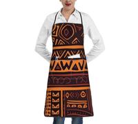 Tablier tribal africain tendance en tissu de boue - Tablier imperméable et réglable avec poches pour homme et femme - Tablier de cuisine pour chef, barbecue, pâtisserie, serveuse, restaurant, café,