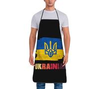 Tablier ukrainien rétro vintage drapeau ukrainien pour hommes et femmes, réglable en grand volume, tabliers vintage amusants pour la cuisine, la cuisine, le barbecue et le grill (sans poches)
