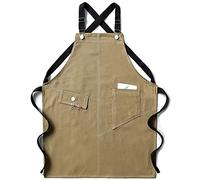 Tablier Unisexe uni avec Poche arrière, Boucle de Suspension réglable, bavette de Chef de Cuisine pour Fleuriste, Restaurant, Serveur, Jardinier (Kaki)