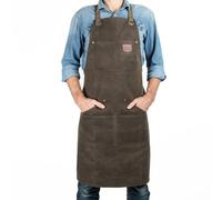 Alaskan MAKER Tablier Homme et Femme en Toile enduite N°515 pour Bricolage, Cuisine, Jardinage et Barbecue - Attaches Bretelles croisées - Taille Universelle (Vert Olive)