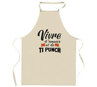 Tablier Vivre d’amour et de ti punch | Apron | Idée Tablier Personnalisable Cadeau Anniversaire Cuisine Jardinage Fête Original Famille Travail Départ Collègue Retraite