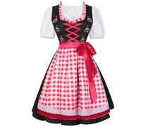 Tabliers à carreaux bleus, blancs et rouges avec robe noire, costume de bière allemande de Munich, tenue de spectacle sur scène d'Oktoberfest(Rot,X-Large)