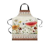 Tabliers Champignons du Sud-Ouest pour Femmes Hommes avec Poches, Tablier de Chef de Cuisine Imperméable et Réglable pour Griller Cuisiner Barbecue Peinture Feuilles de Plantes de Fleurs Rustiques