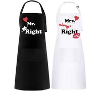 Tabliers Couple Blanc & Noir - Cadeau Romantique Vendos85