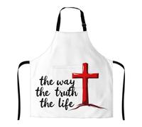 Tabliers Croix-Rouge Avec Le Chemin La Vérité La Vie Étanche Tablier Cuisine Avec De Longues Lanières Apron Pour Cuisson Bbq Peinture
