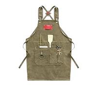 Tabliers de chef en toile pour homme et femme, tablier portable avec grandes poches et sangles réglables, tabliers de chef professionnels longs