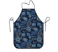 Tabliers de cuisine bleu marine à imprimé botanique élégant, tablier de cuisine lavable sur le thème du jardin pour barbecue, grillin, bleu marine, 24x31 Inch