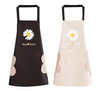 Tabliers de Cuisine Etanche, 2PCS Tablier Noir et Blanc avec Poches, Tablier de Cuisine Homme Femme, Tablier Barbecue, pour Cuisine Barbecue Jardin Restaurant Café Chef Boulanger Serveurs Serveuse