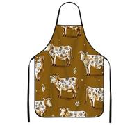 Tabliers de cuisine rustiques pour adultes, motif floral de vache rustique, tablier lavable de style campagnard pour barbecue, jardinage, marron, 24x31 Inch