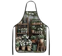 Tabliers de jardin pour la cuisine, tablier de cuisine rustique, motif plantes florales, tablier de cuisine pour adulte, texture botanique printanière, tablier lavable pour Clea, vert, 24x31 Inch