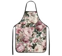 Tabliers floraux pour la cuisine, tablier de cuisine pour adulte, texture lin botanique printanière, tablier lavable pour Clea, pêche, 24x31 Inch