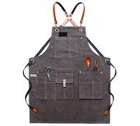 Tabliers Homme Femme - Tabliers Professionnels réglables pour Chef, Barista, Serveur, Boulanger, styliste, tatoueur, Artiste, Composition Florale, Serveur, Bleu (Gris)
