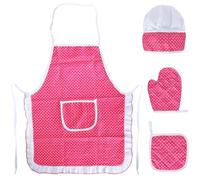 Tabliers pour Enfants 100% Coton,Tablier de Cuisine pour Enfants avec Poches,Set de Tablier et Chapeau de Chef,Inclut Gants de Cuisine,pour Cuisiner,Pâtisserie,Peinture,Activités Créatives,3-8 Ans