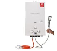 TABODD 18L Chauffe-eau à Gaz Propane avec Régulateur de Pression, 36KW Chauffe-eau Instantané GPL Brûleur Portatif de Chauffe - eau Instantané sans Réservoir avec avec Kit Douche pour Camping, Blanc