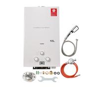 TABODD Chauffe-eau portable au gaz 10 l 20 kW avec régulateur de pression de gaz, propane, douche de camping pour douche en extérieur, douche, salle de bain, eau chaude, camping, douche, chauffe-eau