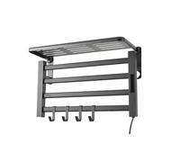 TABODD Porte-serviettes électrique 80 W, 1 à 9 heures comme sèche-serviettes, sèche-serviettes électrique, avec thermostat de 30 à 70 °C, support mural 4 barres, chauffe-serviettes pour salle de bain