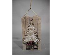 Tabor Pann.Bois C/Pin 38 x 20 cm 2As Noël décorations et Objets, Multicolore, 8003429974787