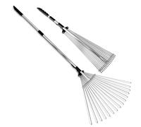 TABOR TOOLS J16E Râteau à Feuille Pliant de Jardin, avec Manche télescopique en métal Ajustable 80-160cm. Balai réglable à Dents métalliques Variables de 20-58 cm.