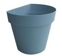 TABOR Tools VEM605A Pot de fleurs mural en plastique pour jardins, murs de salon ou herbes de cuisine avec fond plat et soucoupe attachée Bleu pastel 8,5 cm