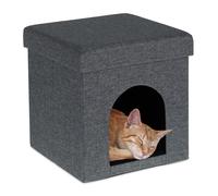 Tabouret à chat avec niche abri pour petit chien pouf confortable pliable