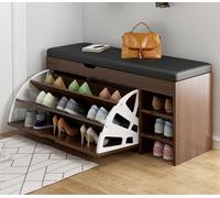 Tabouret à chaussures élégant en forme de seau avec coussin, étagère à chaussures pliable pour entrée, couloir, chambre à coucher, repose-pieds polyvalent et peu encombrant