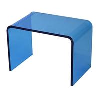 Tabouret à chaussures en acrylique transparent avec assise rembourrée pour salon, chambre à coucher, cuisine, bleu, 31 x 21,8 x 19,8 cm
