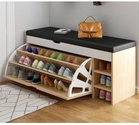 Tabouret à chaussures pliable en forme de seau avec coussin en cuir, banc de rangement pour chaussures autonome pour entrée, couloir, chambre à coucher, design élégant et peu encombrant