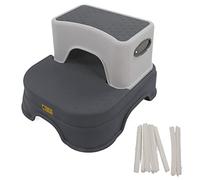 Tabouret à Deux Marches pour Enfants, Marchepied Amovible pour évier de Salle de Bain, Tabouret de Toilette d'apprentissage de la propreté, Tabouret à Double Main Courante avec