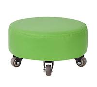 Tabouret à faible rouleau avec roues de frein, tabouret de pédicure, siège à rouleau court tabouret de pied roulant avec roues pivotantes universelles de cuir pu petit tabouret rouge (vert vert)