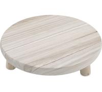 Tabouret à fleurs en bois naturel avec 3 pieds - 29 cm - Support de plantes en bois massif rond naturel